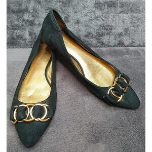 Kate Spade New York Women's 9M Black Suede Pointed Toe Ballet Flats